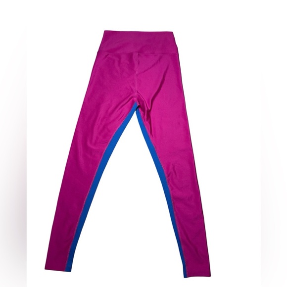 Peloton Show Up Rib Leggings Pink and Blue White Logo Size Large - Picture 4 of 6